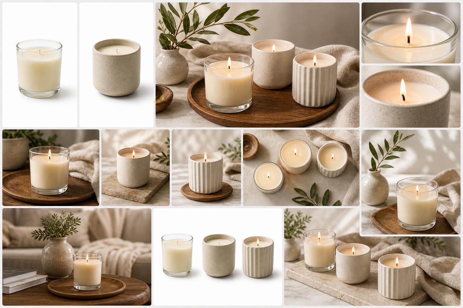 AI-generated candles product photography package for ecommerce