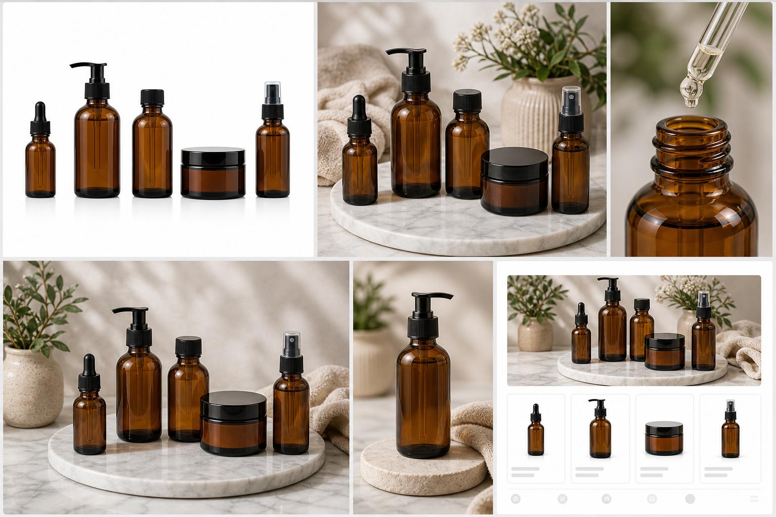 AI-generated skincare product photography package for ecommerce