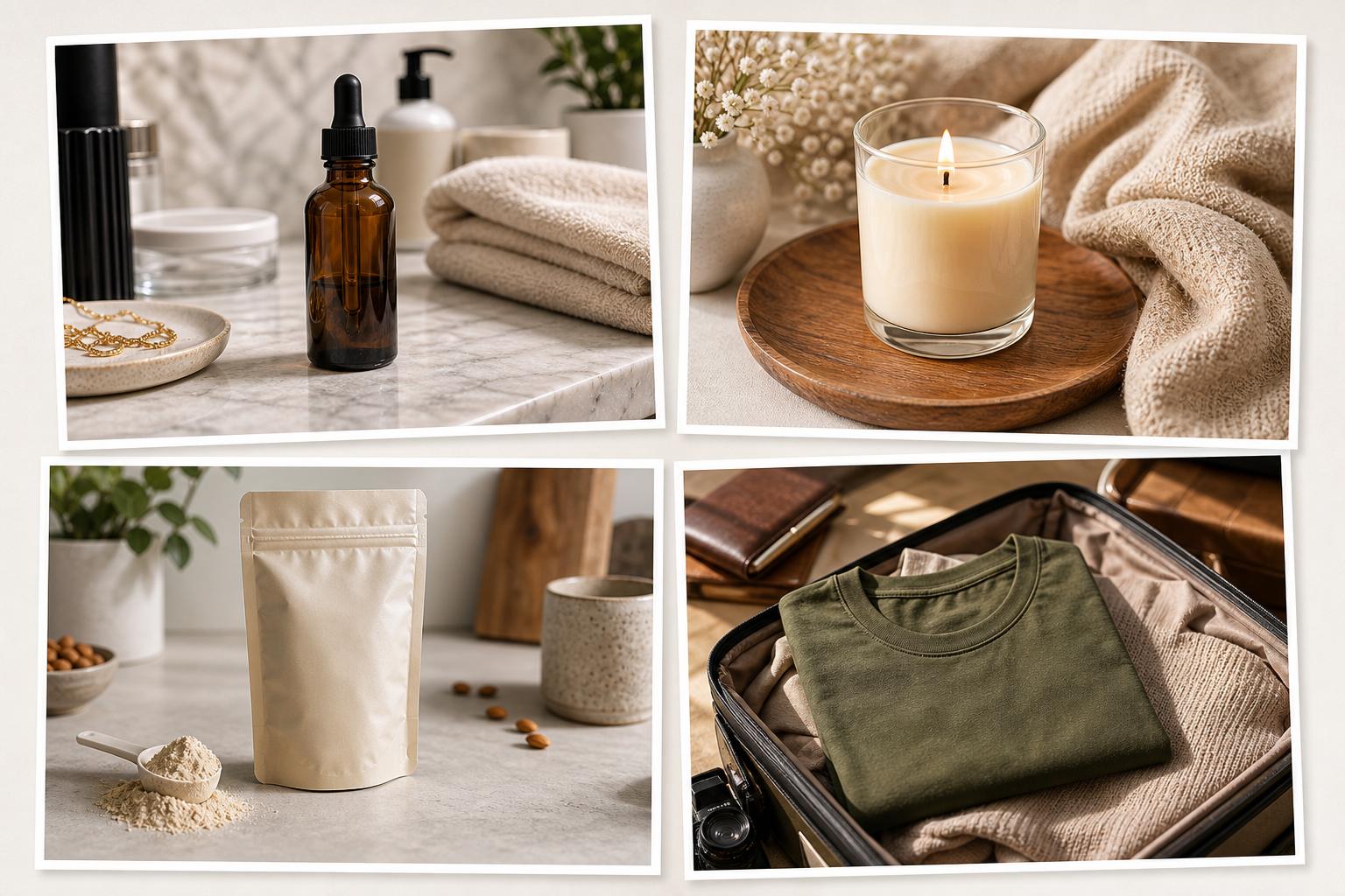 Product lifestyle image generator cards with generic ecommerce products in realistic scenes