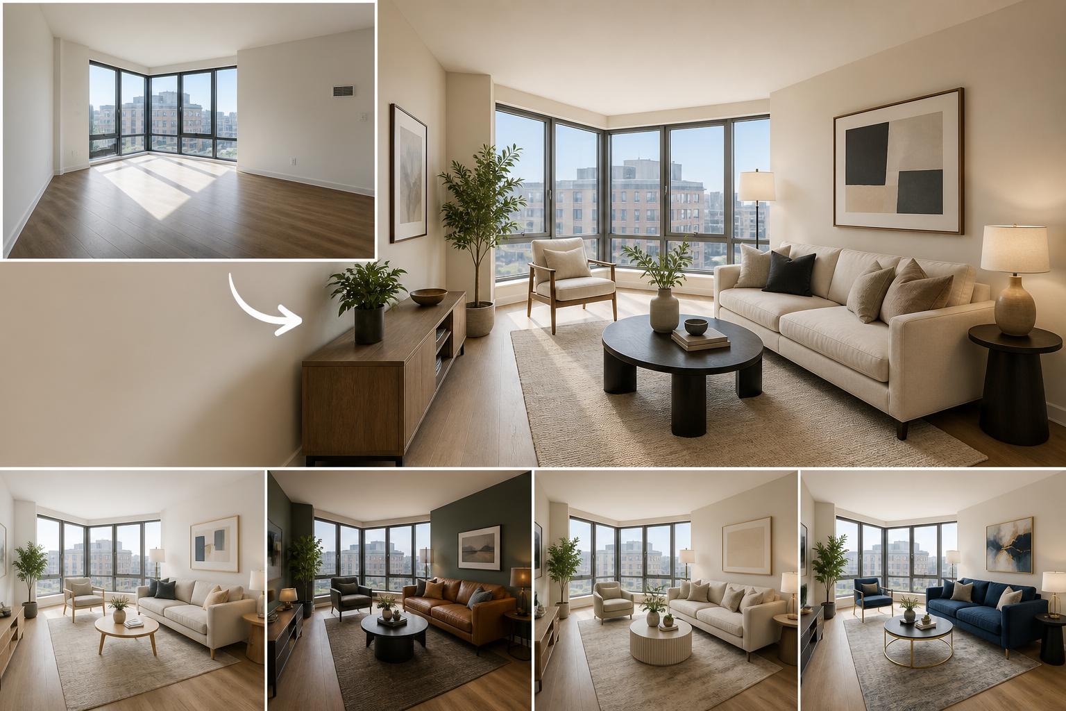 AI virtual staging examples for real estate listing photos