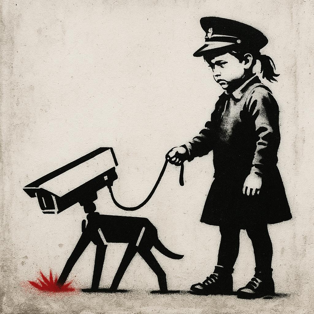 Banksy Street Art Style Character AI image: Apply the following styles:
{
  "technique": {
    "speed": "efficient application",
    "method": "