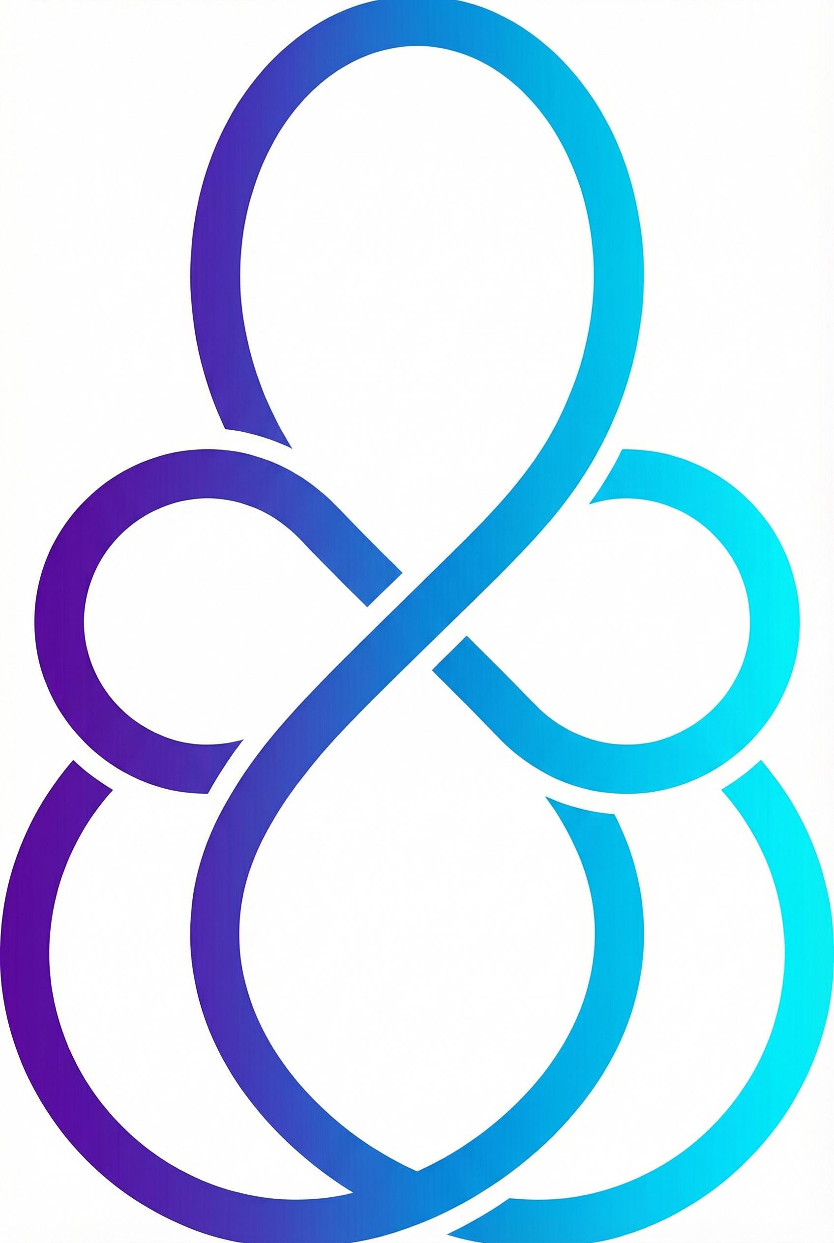 Flat Vector Style Abstract AI image: A modern abstract logo symbol representing connectivity and innovation, interlocking infinity loops,