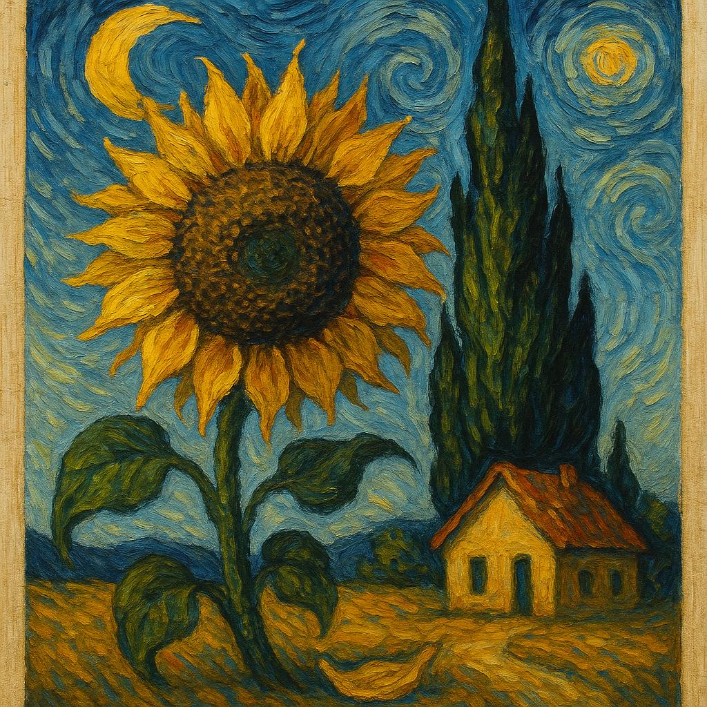 Redes Sociales AI image: Banner style showcase: emblematic motifs, signature palette, defining textures/brushwork, strong com