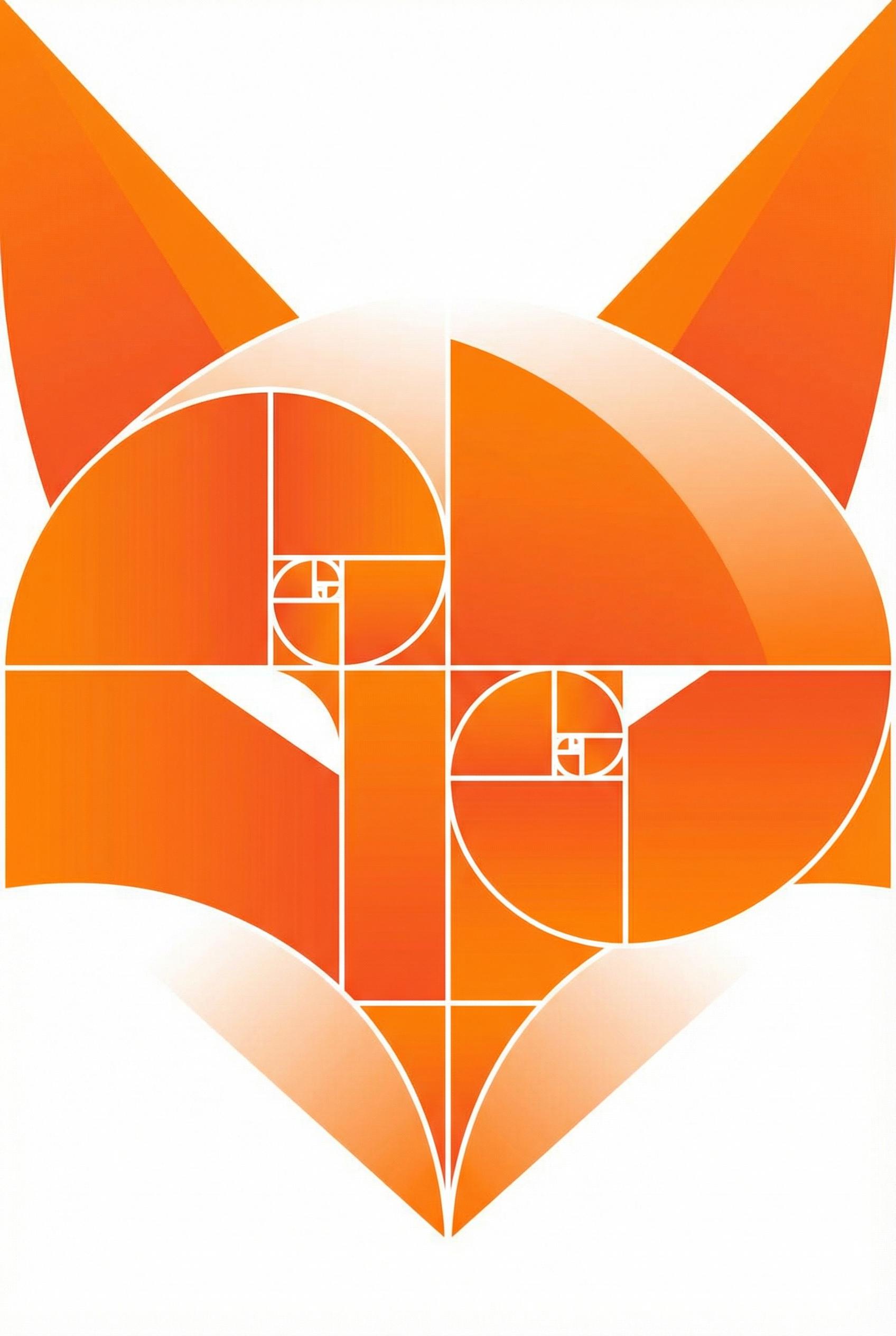 Flat Vector Style Background AI image: A minimalist vector logo design of a fox head, geometric shapes, golden ratio composition, flat desi