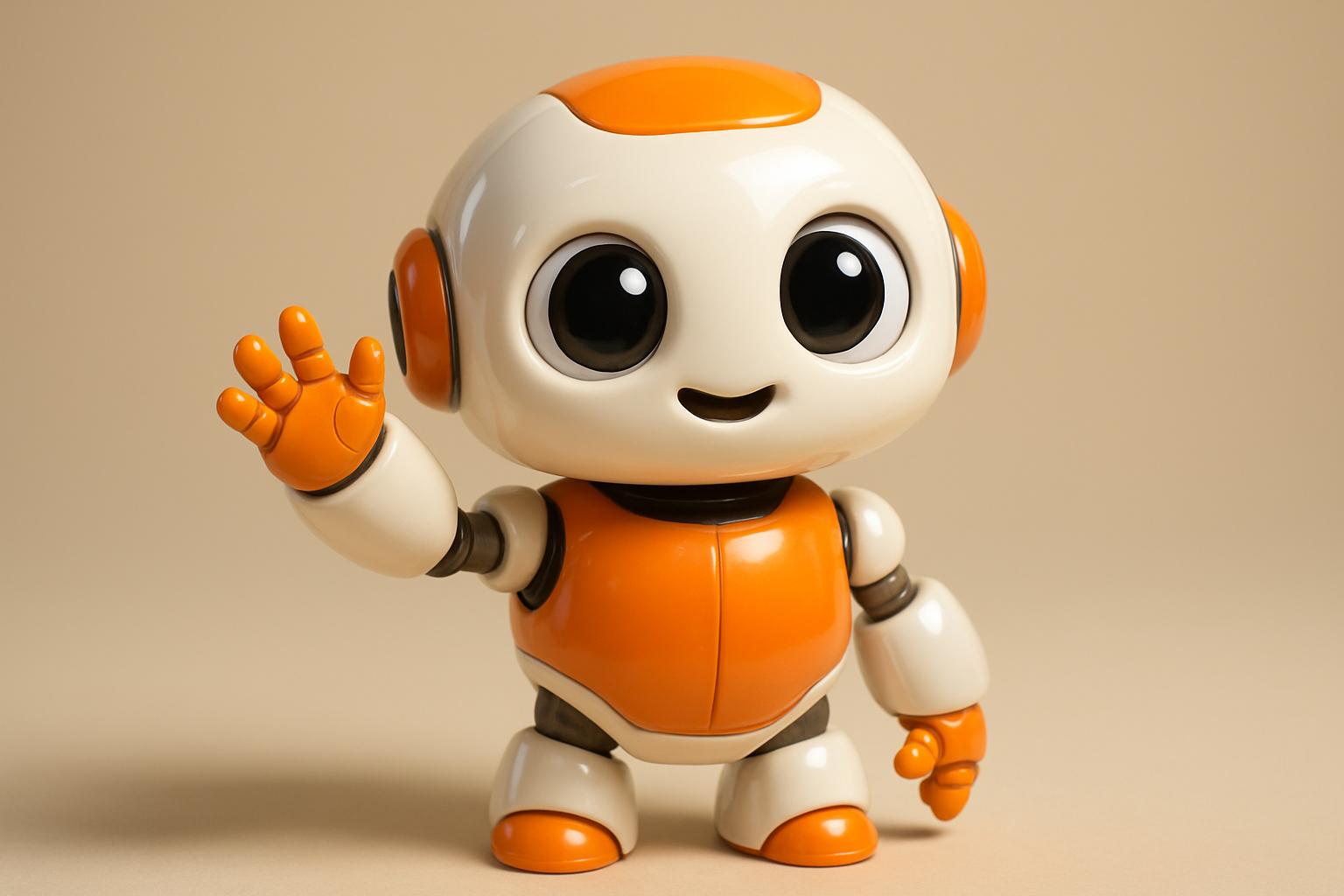Cute 3D-rendered robot character waving