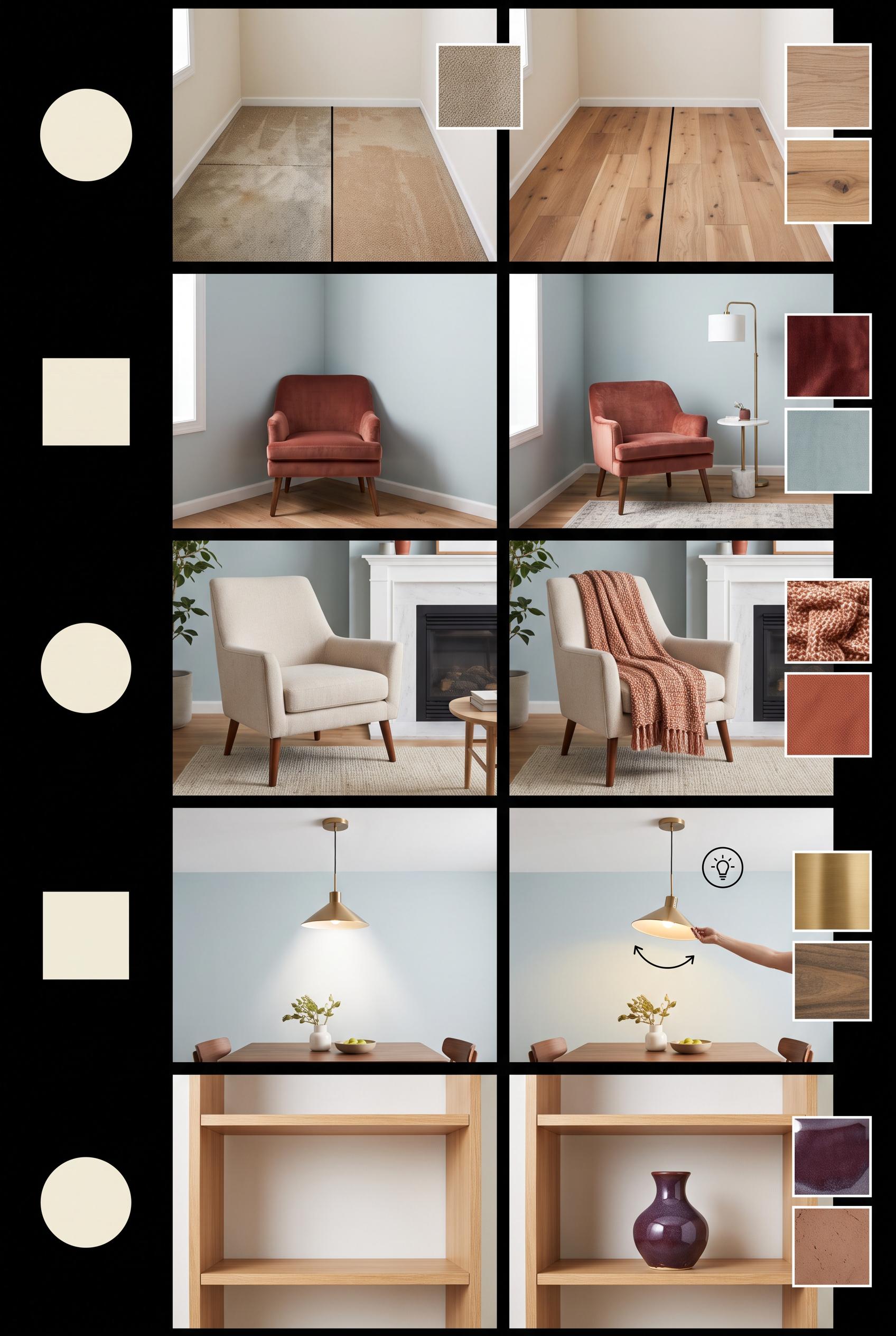 Create a commercial-quality educational interior styling graphic in a vertical 2:3 Pinterest composi