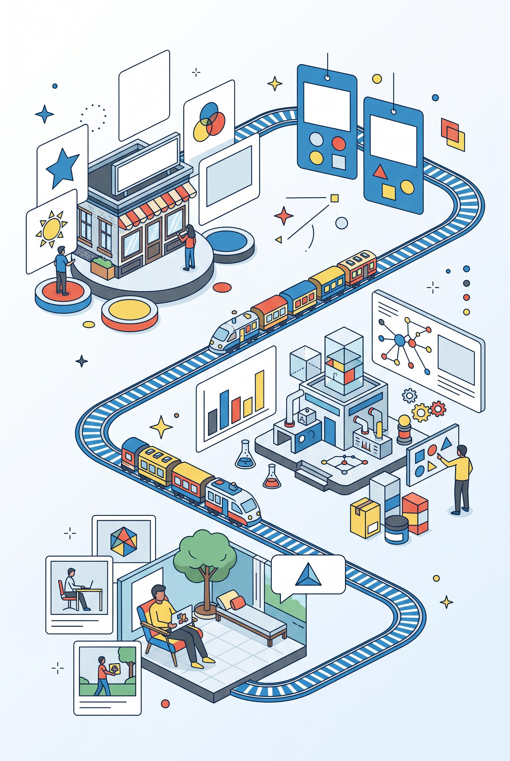 Create a commercial-quality vertical 2:3 Pinterest composition explaining a three-part shop visual s
