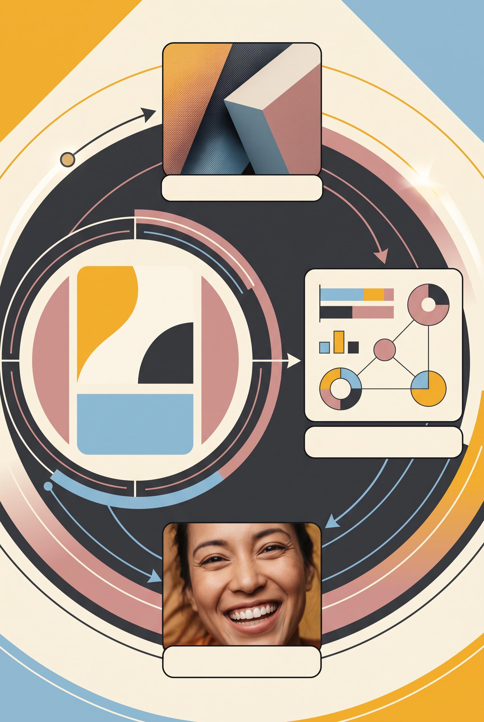 Create a commercial-quality vertical 2:3 Pinterest composition explaining a three-route visual hook 