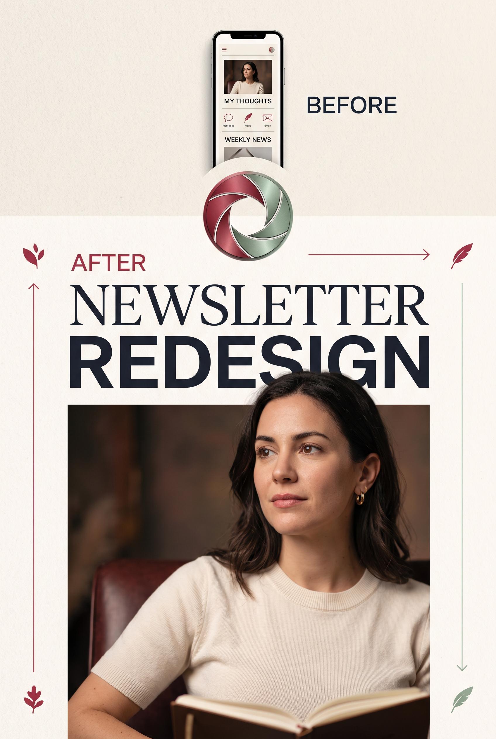 Create a commercial-quality art-directed vertical 2:3 Pinterest composition showing a before-and-after rede...