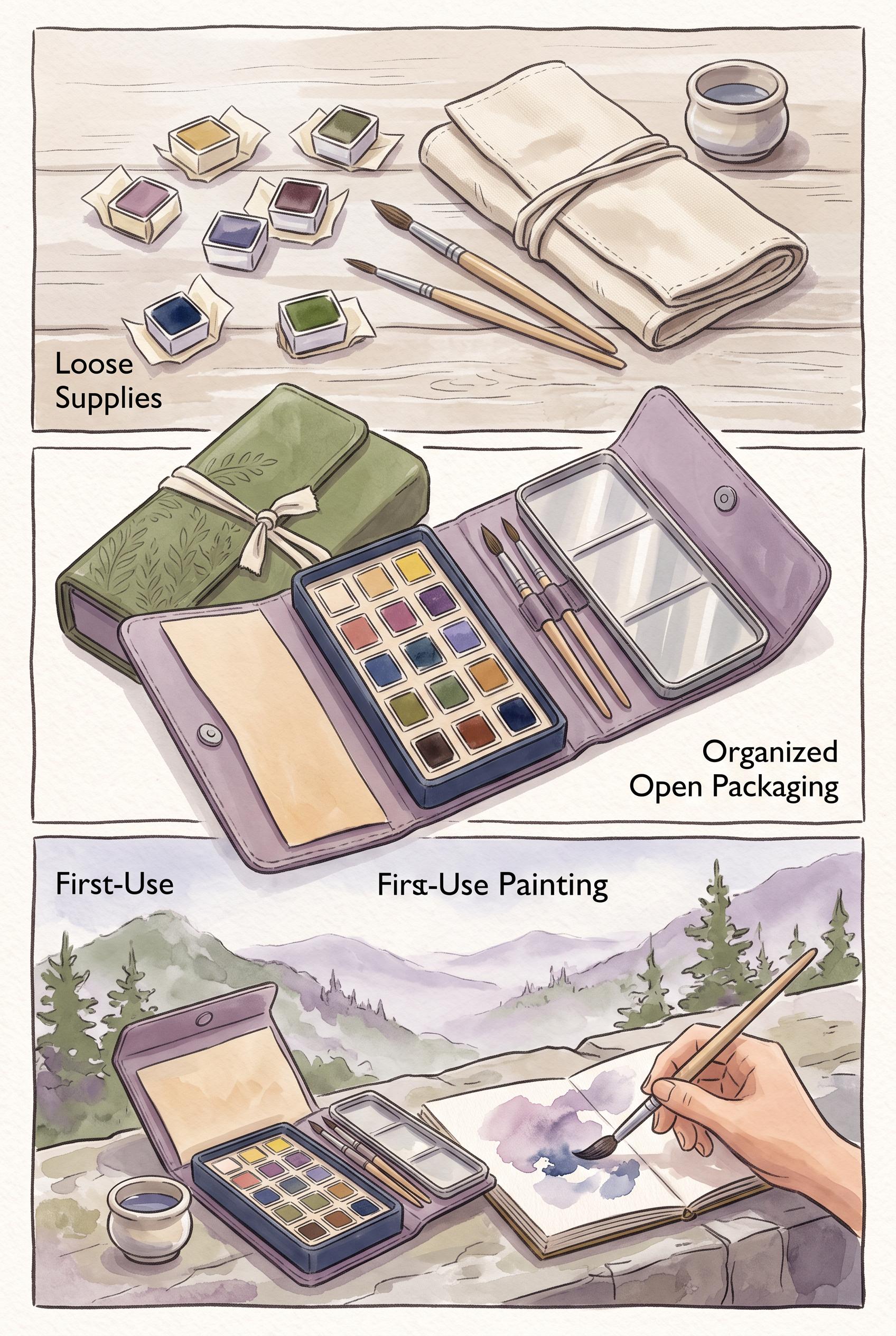 Create a commercial-quality vertical 2:3 Pinterest composition showing an unbranded foldable travel 