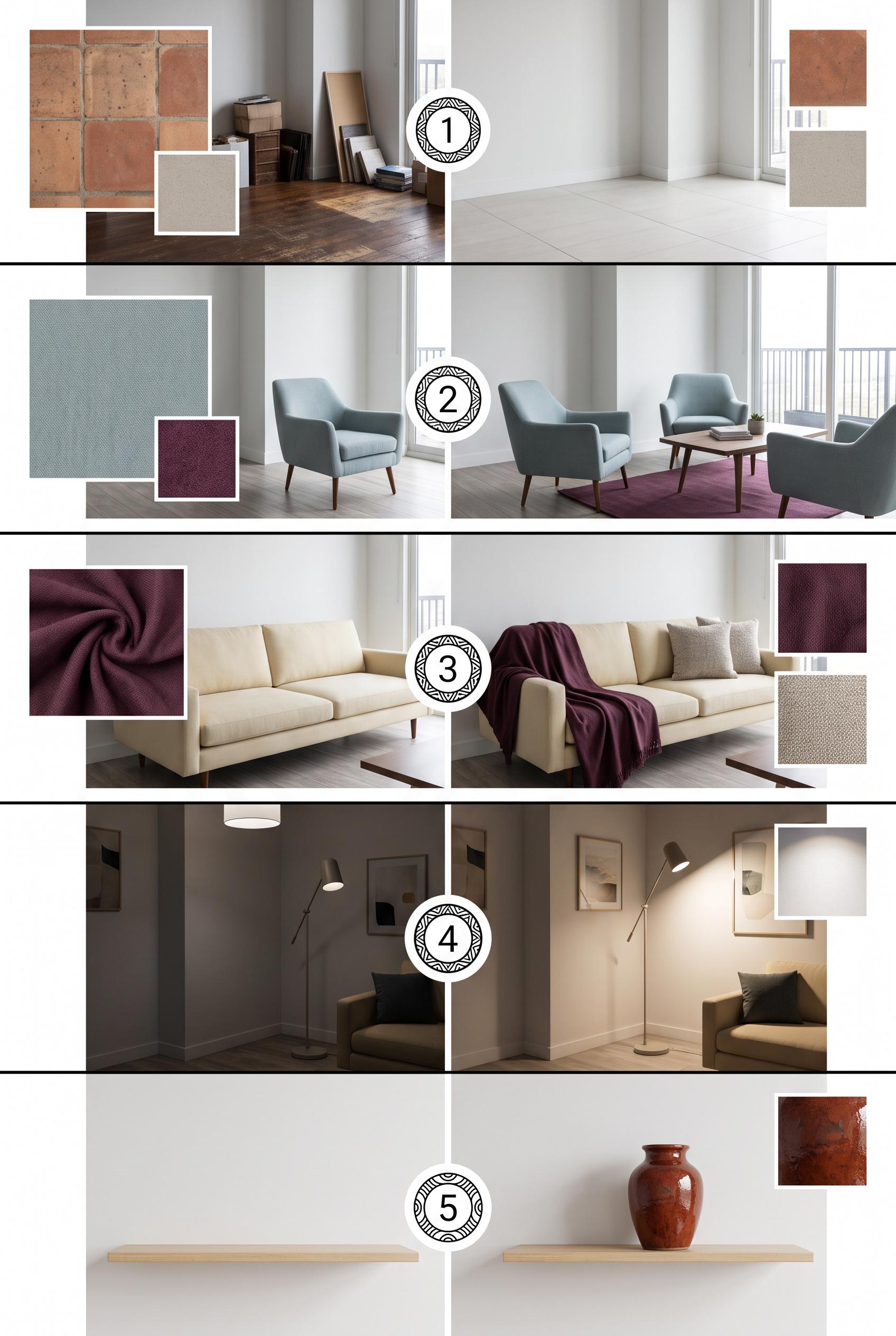 Create a commercial-quality educational interior styling graphic in a vertical 2:3 Pinterest composi