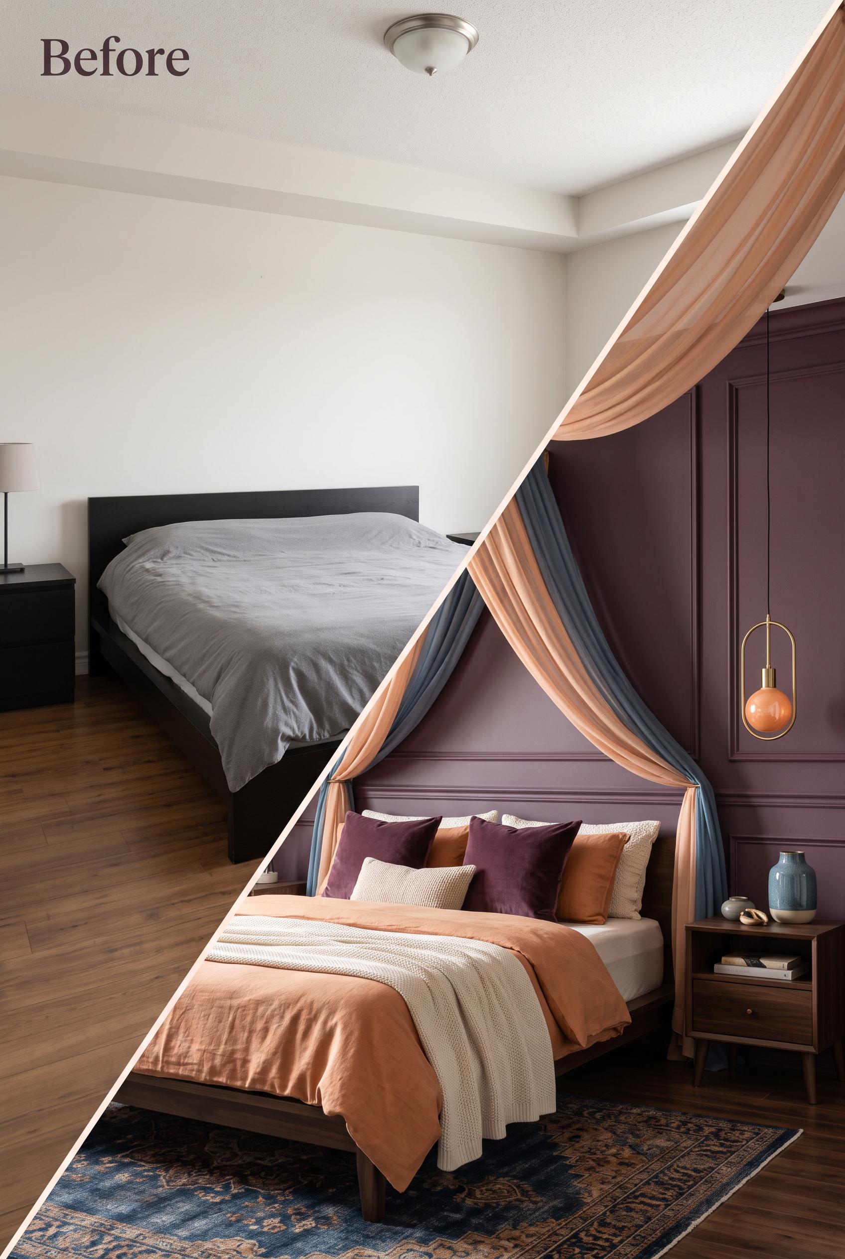 Create a commercial-quality interior editorial image in a vertical 2:3 Pinterest composition showing