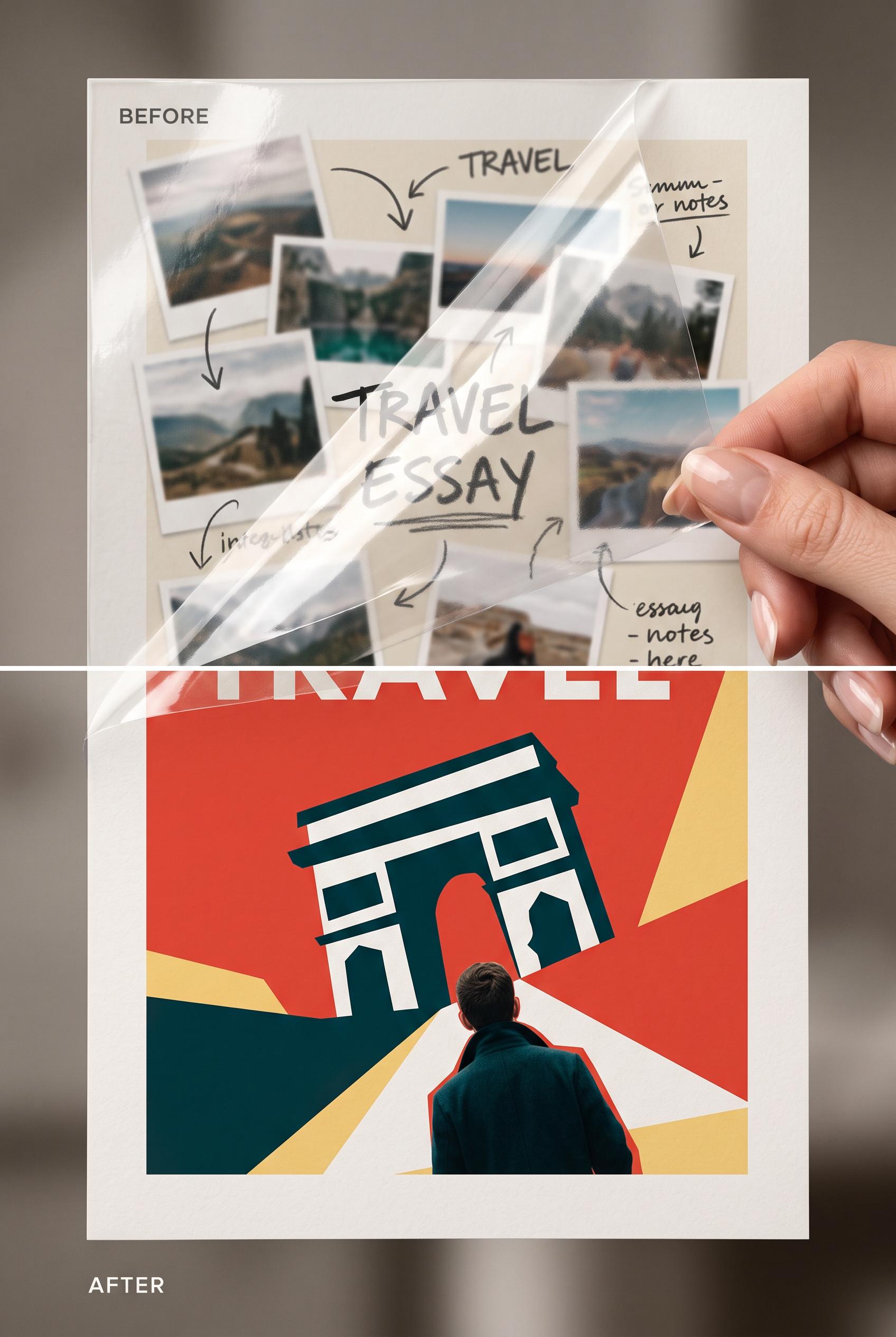 Create a commercial-quality editorial design case study in a vertical 2:3 Pinterest composition, showing a ...