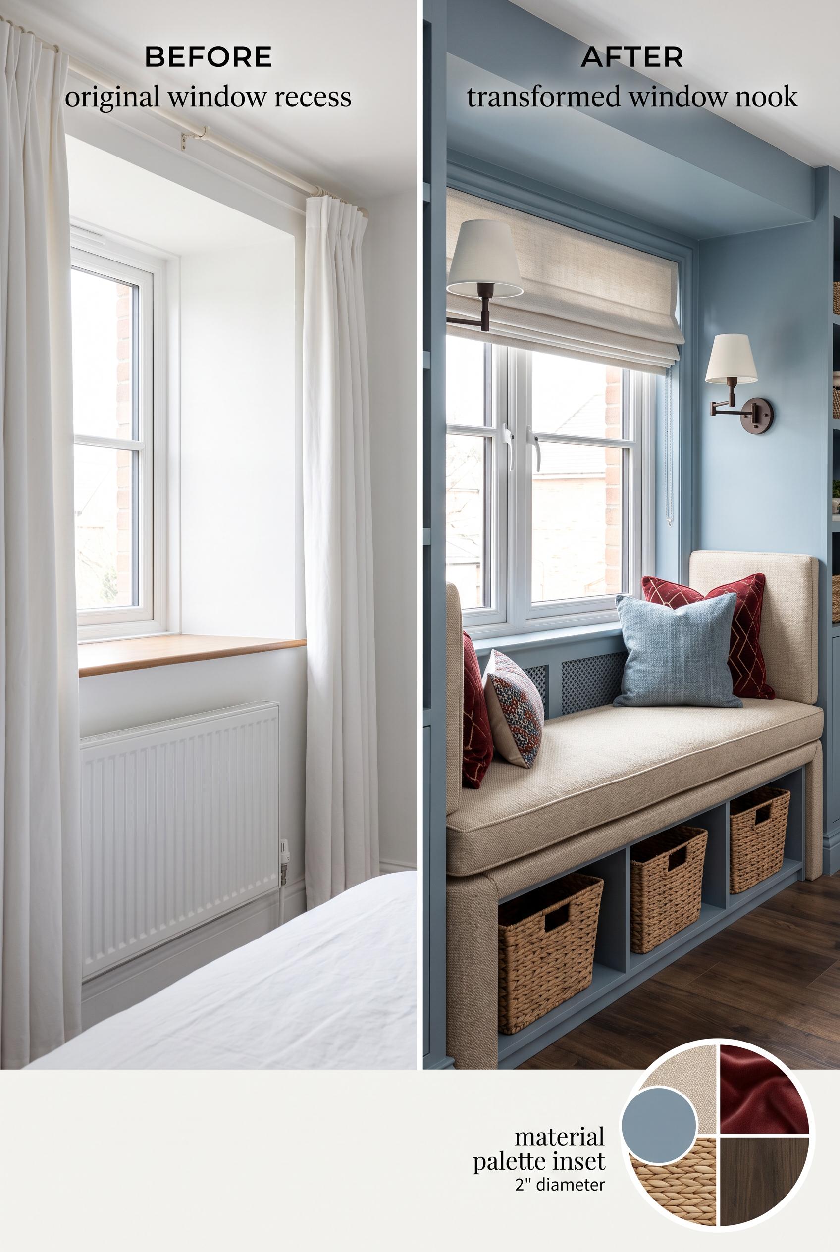 Create a commercial-quality interior design editorial image in a vertical 2:3 Pinterest composition.