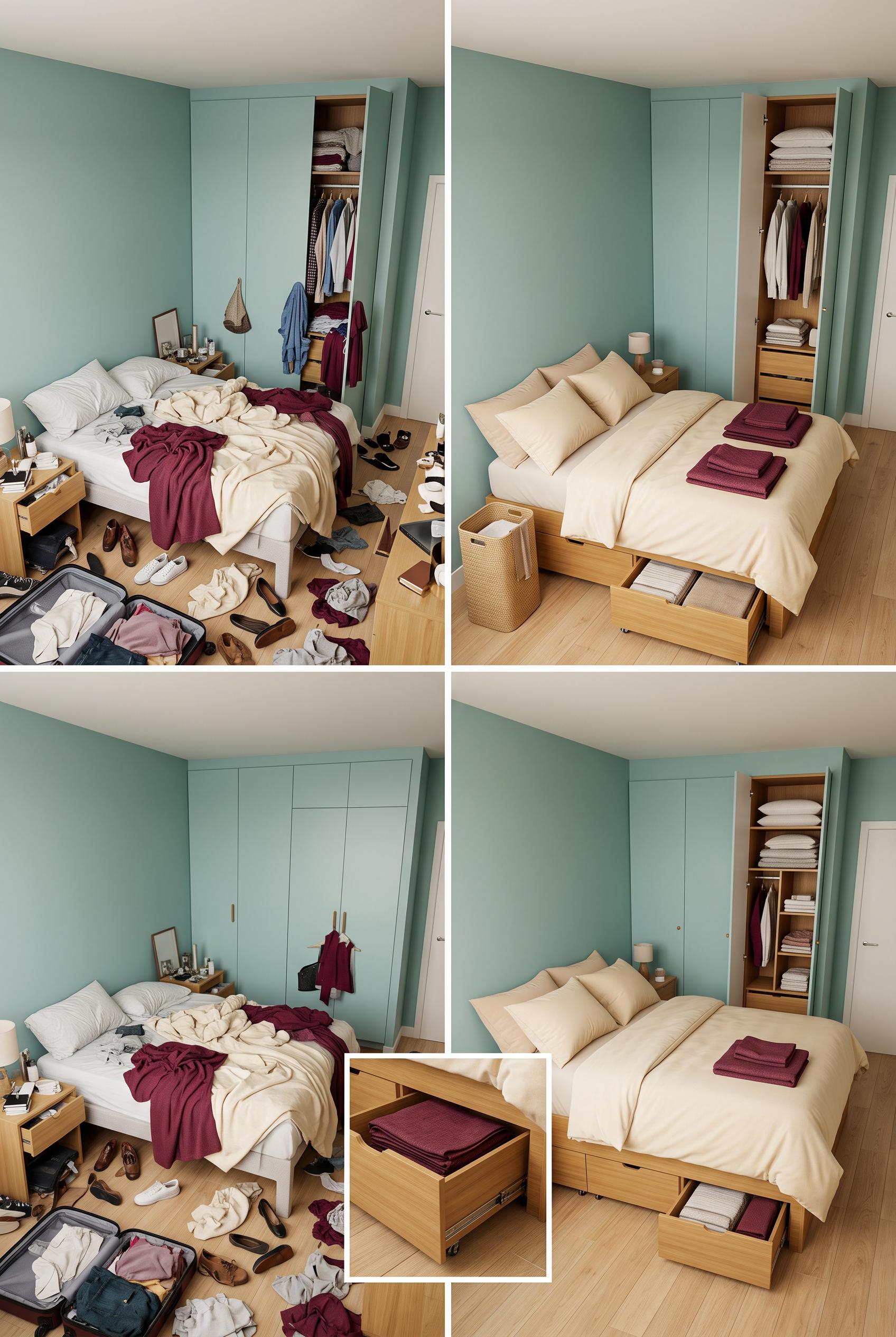 Create a commercial-quality interior design editorial image in a vertical 2:3 Pinterest composition. Show a...