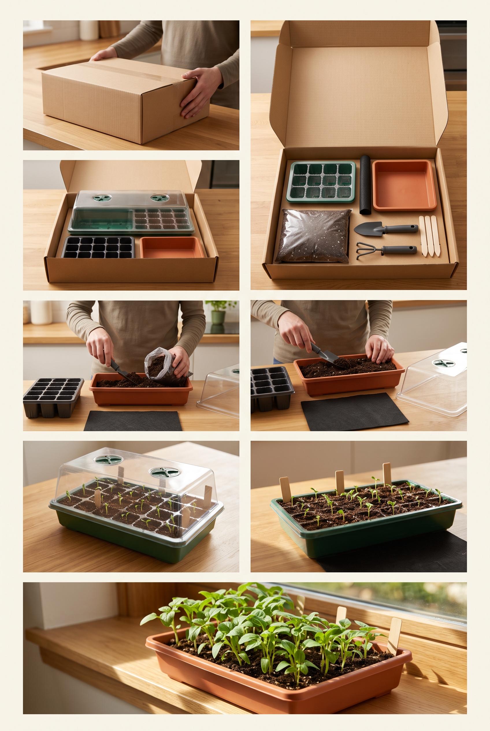 Create a commercial-quality vertical 2:3 Pinterest composition for an unbranded countertop seed-star