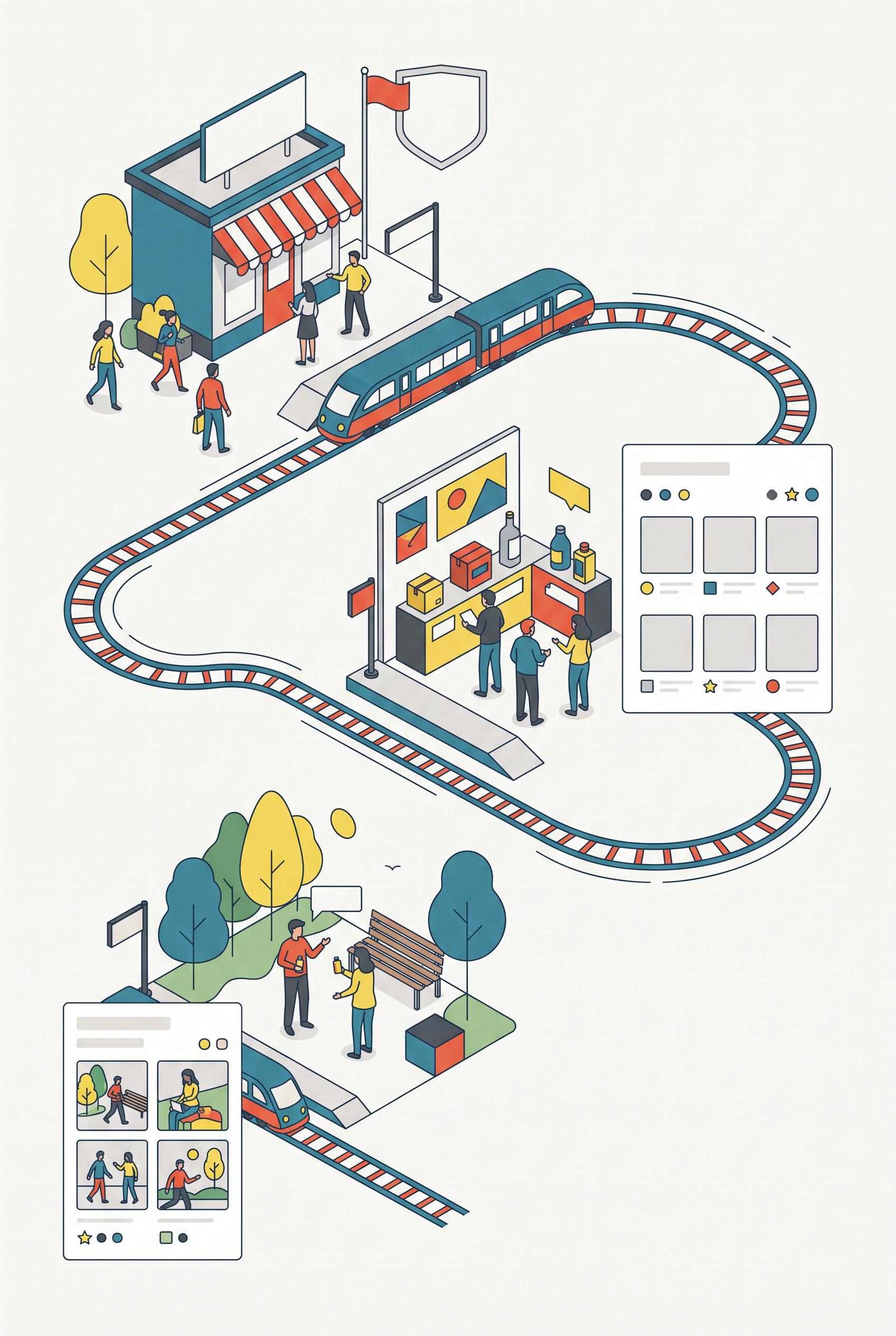Create a commercial-quality vertical 2:3 Pinterest composition explaining a three-part shop visual s