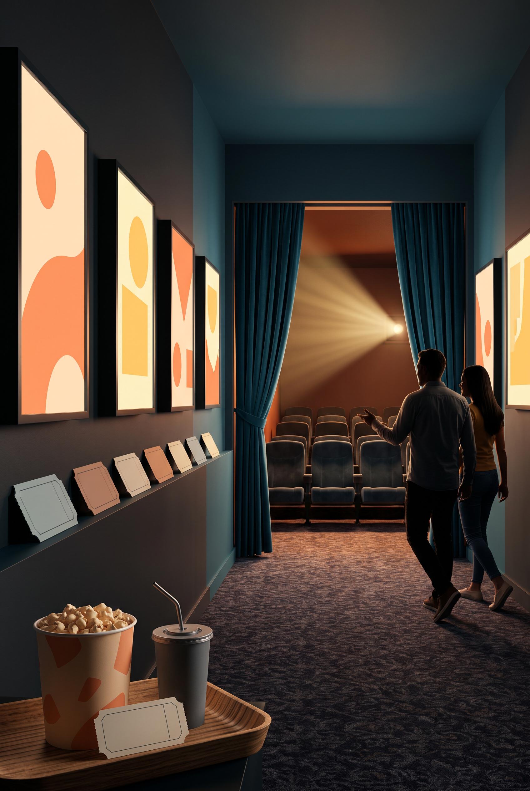 Create a commercial-quality vertical 2:3 Pinterest composition for an inspirational local cinema campaign. ...