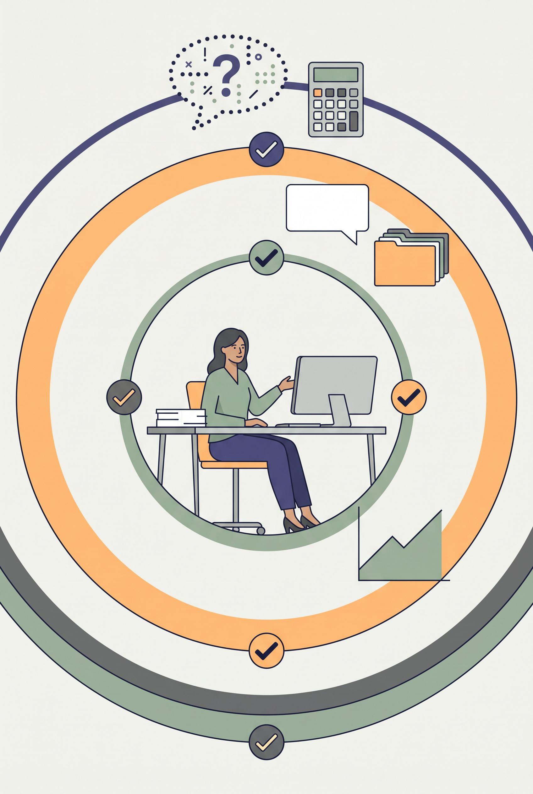 Commercial-quality educational marketing visual for an independent bookkeeping consultant, vertical 2:3 Pin...