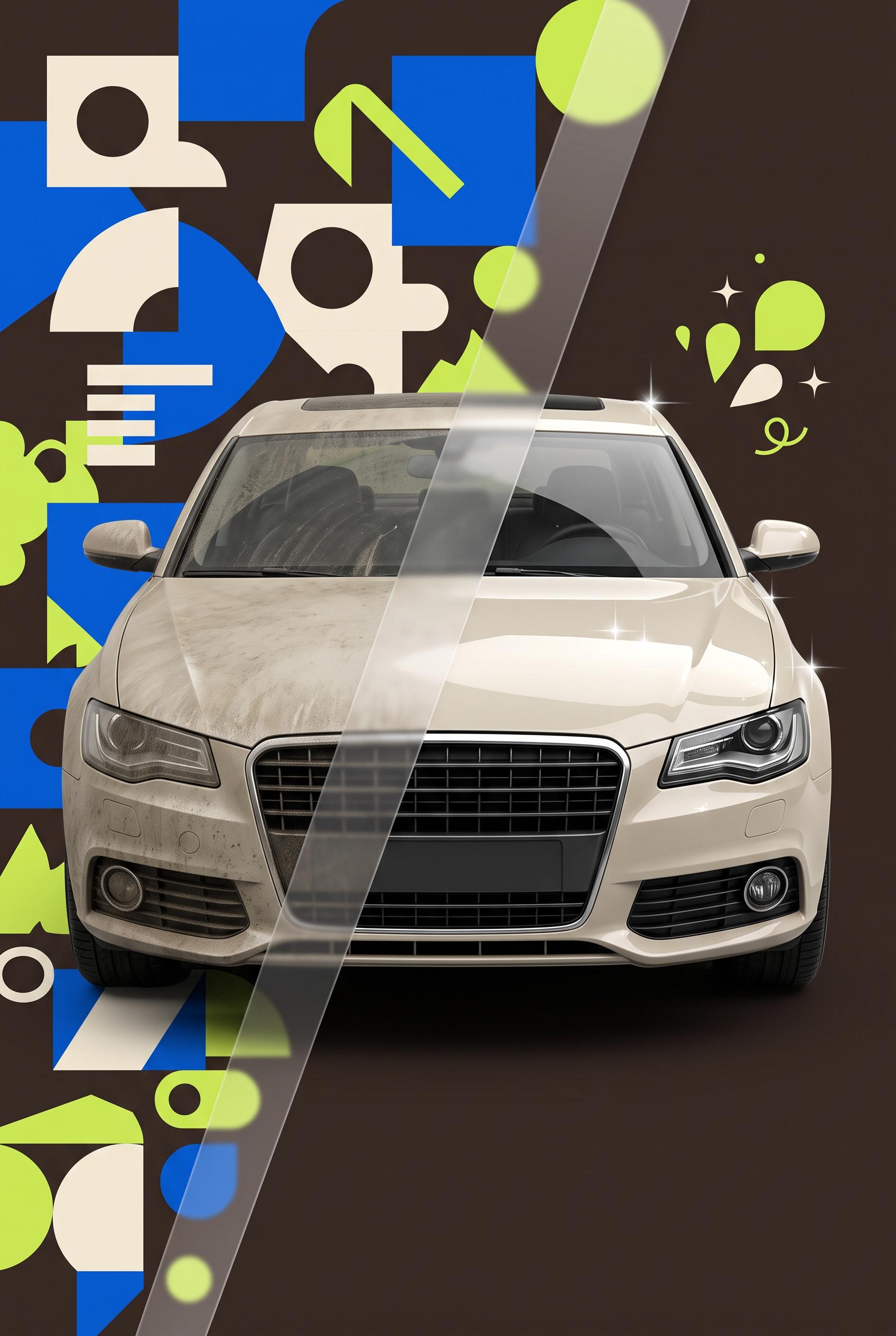 Commercial-quality Pinterest marketing visual for an independent auto detailing service, vertical 2:3 compo...