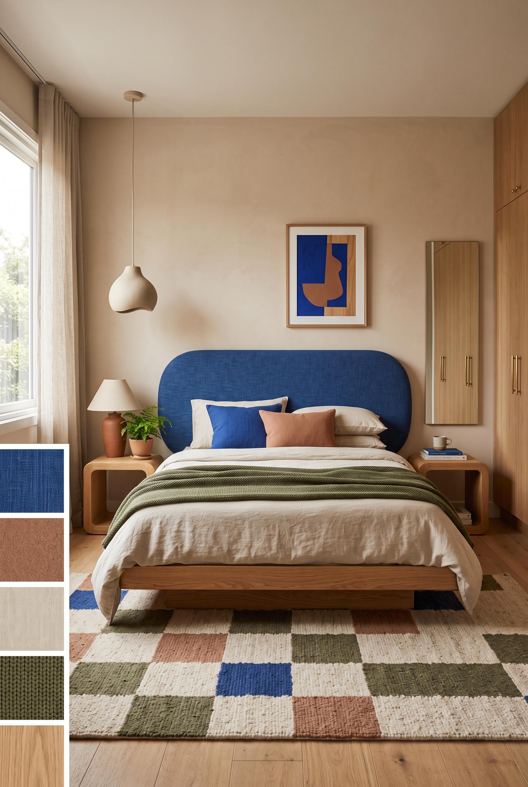 Create a commercial-quality interior design showcase in a vertical 2:3 Pinterest composition. Present a str...