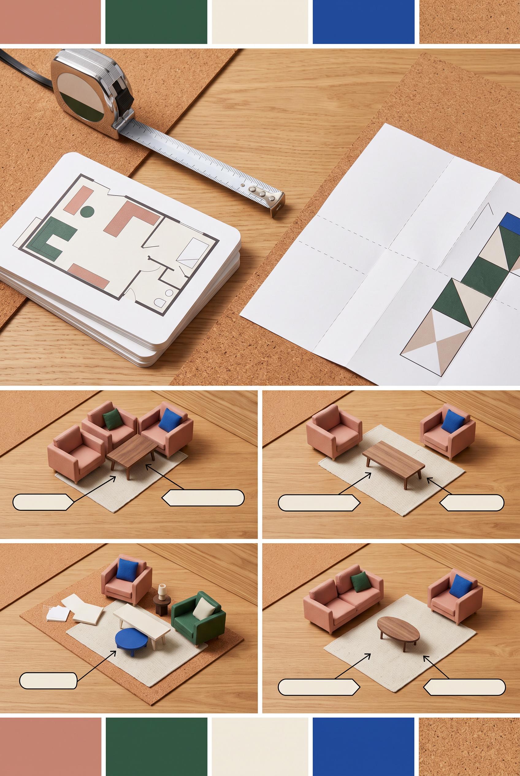Create a commercial-quality educational interior design graphic in a vertical 2:3 Pinterest composit