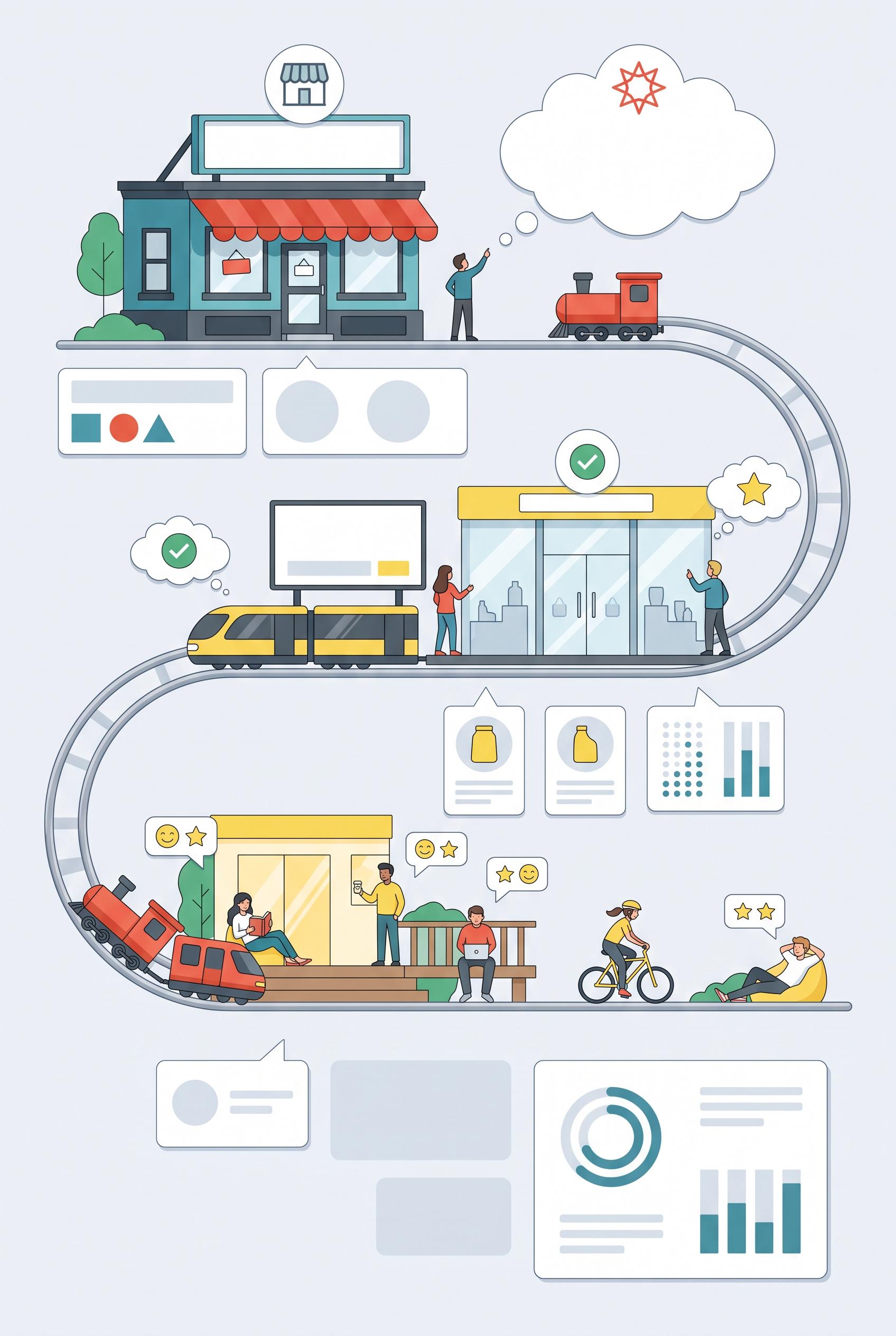 Create a commercial-quality vertical 2:3 Pinterest composition explaining a three-part shop visual s