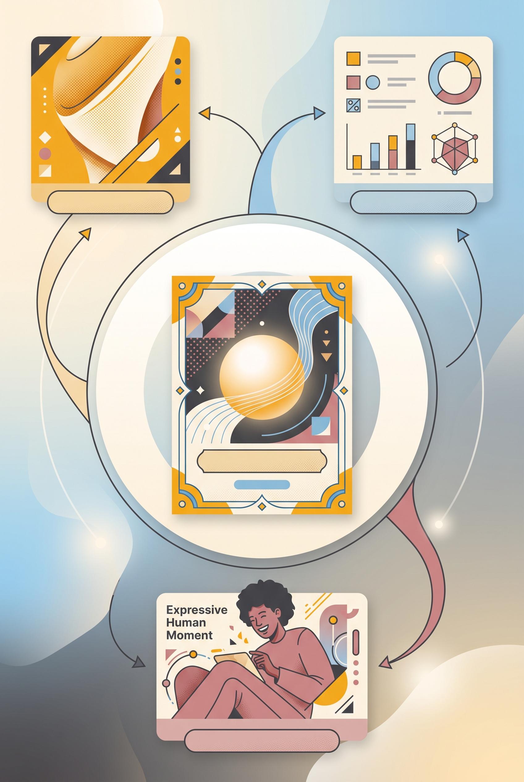 Create a commercial-quality vertical 2:3 Pinterest composition explaining a three-route visual hook 