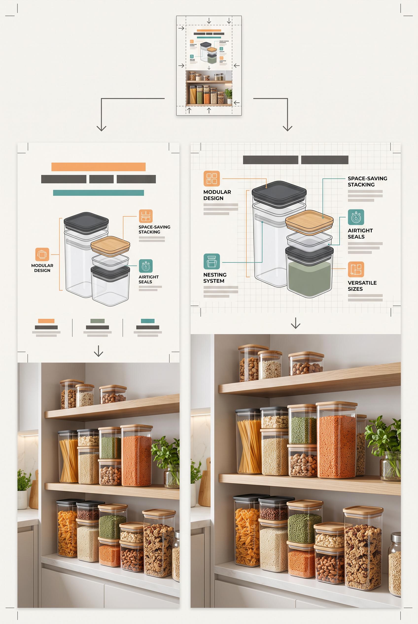 Create a commercial-quality vertical 2:3 Pinterest educational campaign graphic for modular food sto