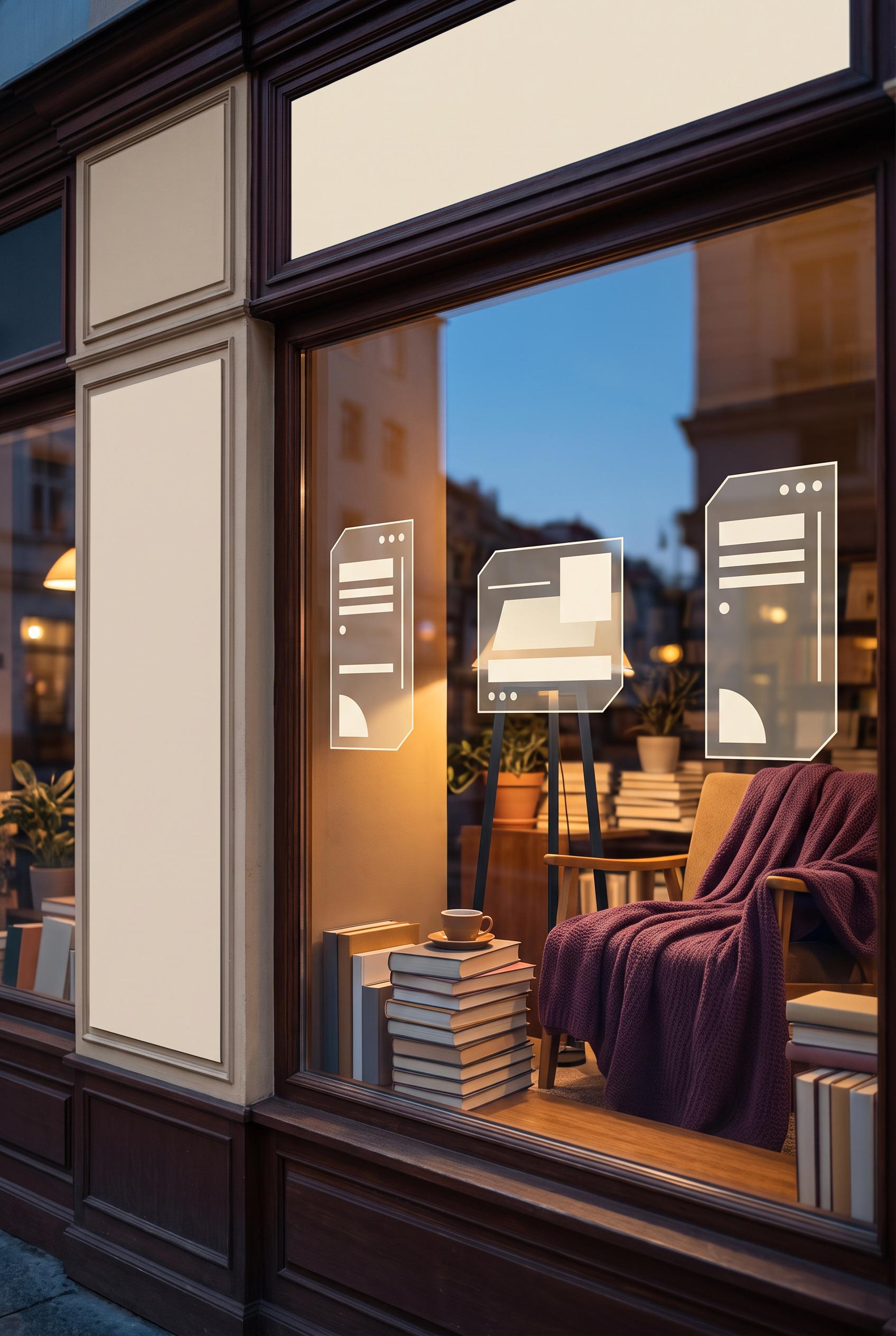 Create a commercial-quality inspirational showcase for a fictional independent bookshop community re