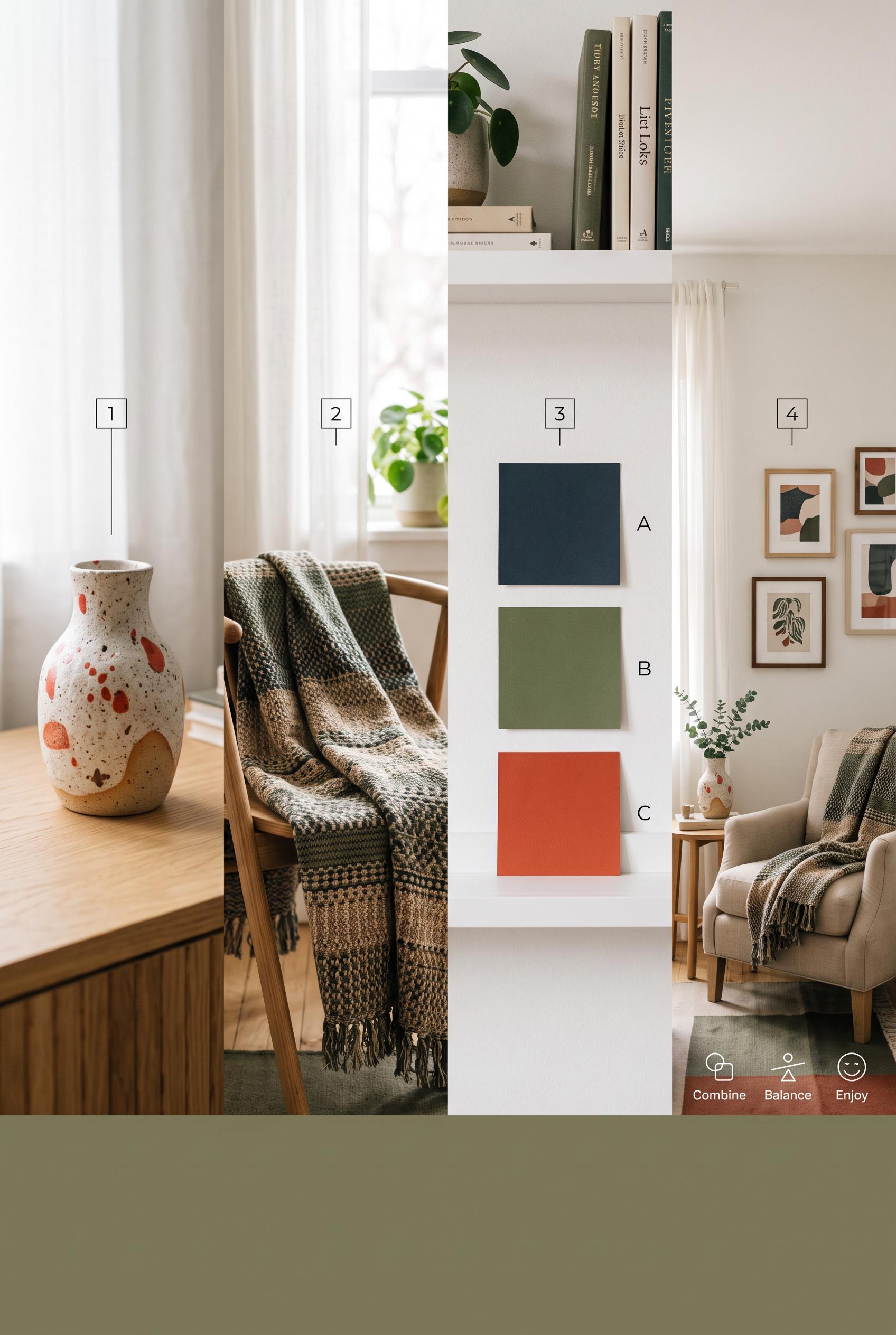 Create a commercial-quality educational interior styling graphic in a vertical 2:3 Pinterest composition. A...