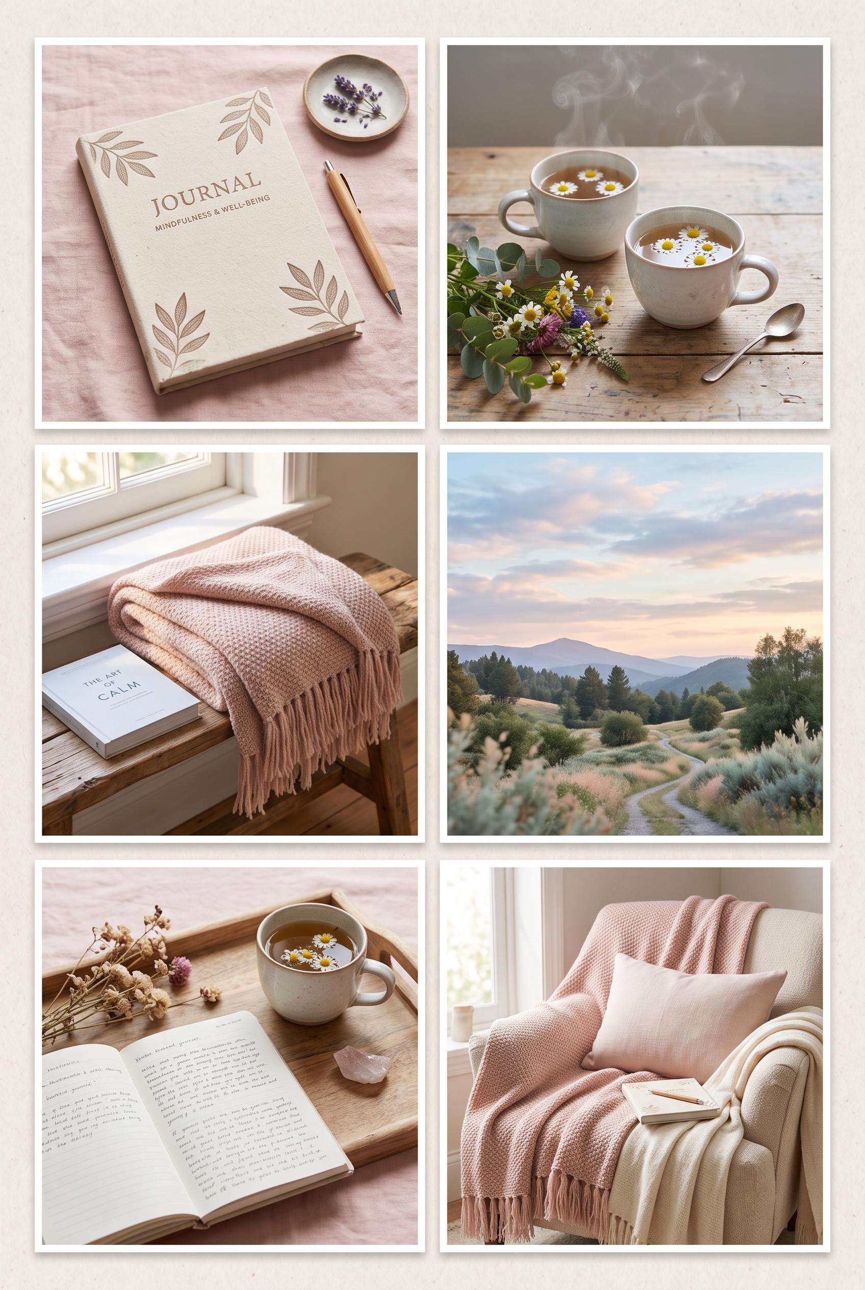 Design a vertical 2:3 Pinterest image in a grid layout, showcasing pastel images of a beautifully de