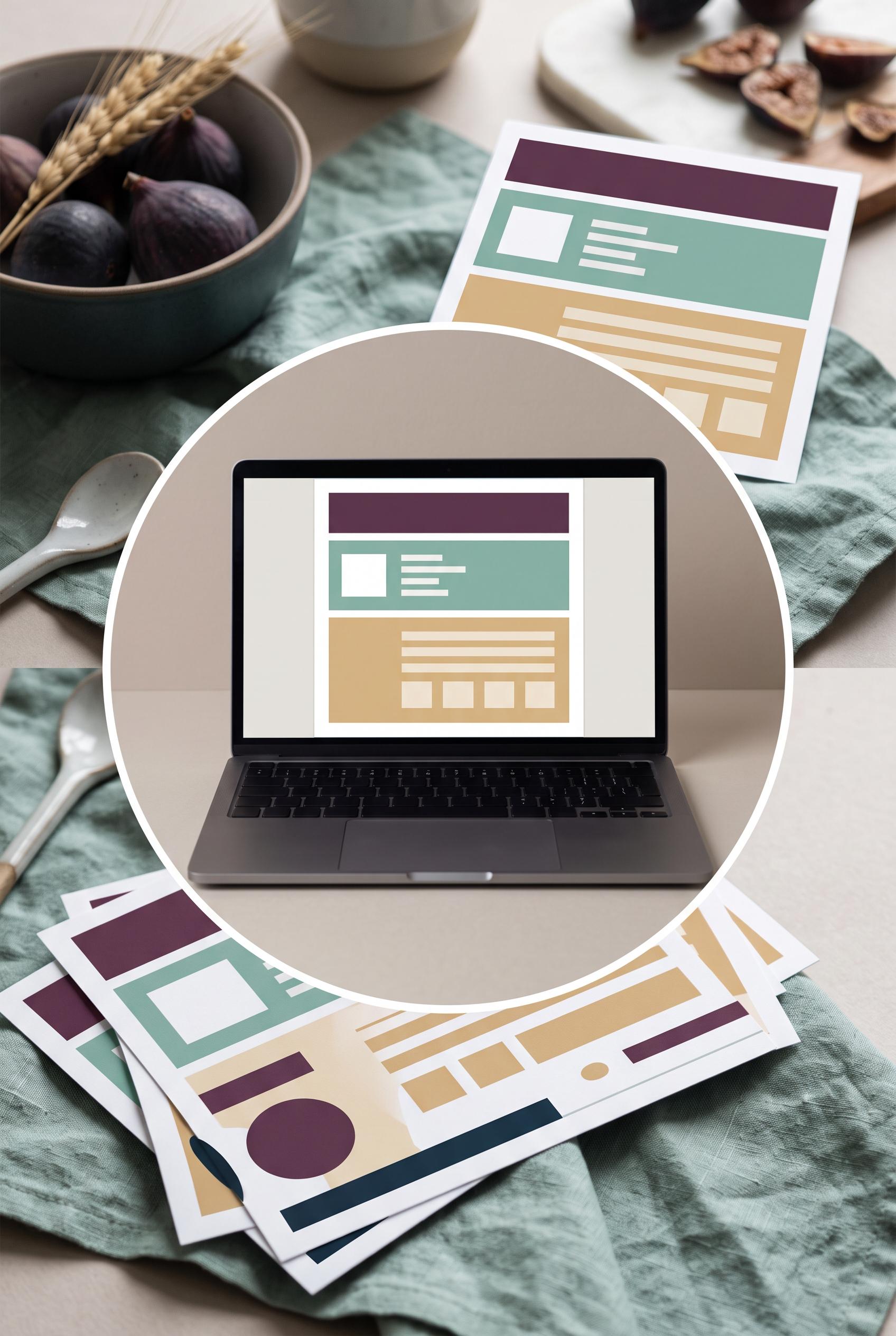 Create a vertical 2:3 Pinterest composition with commercial-quality art direction showing a circular