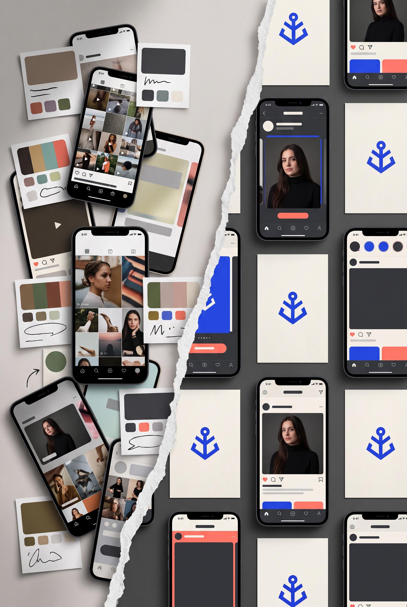 AI-modified downstream concept visualization, vertical 2:3 Pinterest composition, commercial-quality