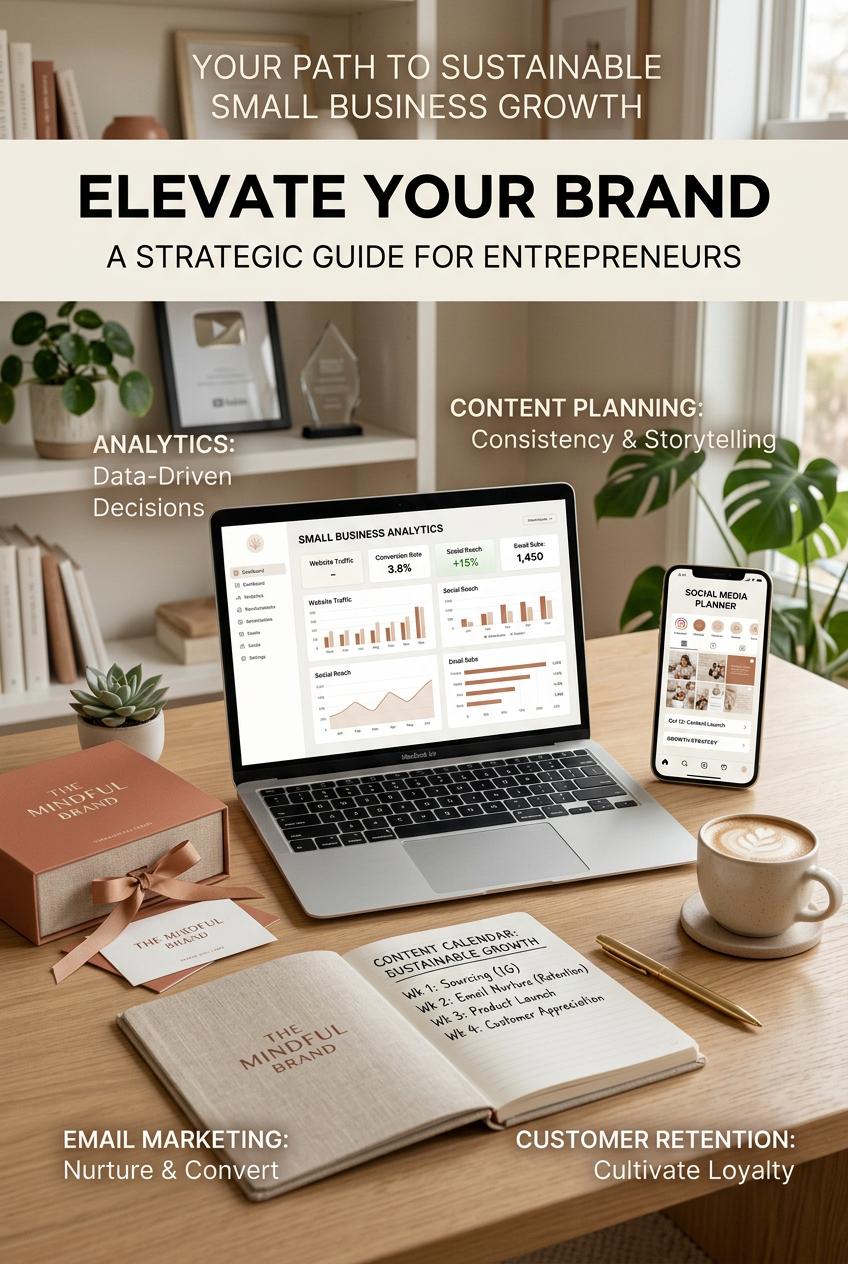 Create a premium Pinterest-optimized vertical marketing visual for a small business owner. Design a polished 2:3 portrai