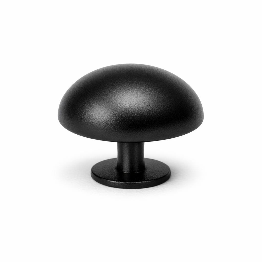 Commercial product photograph. A single residential cabinet knob. Smooth surface texture. Round Knob shape....