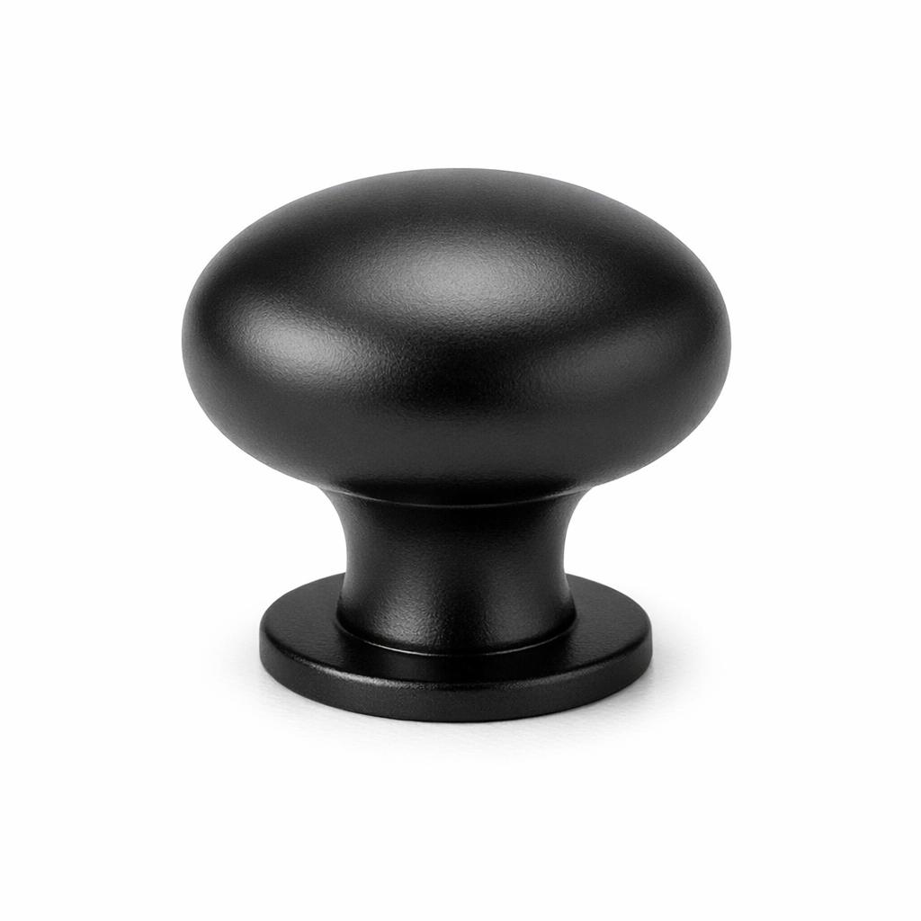 Commercial product photograph. A single residential cabinet knob. Smooth surface texture. Round Knob shape....