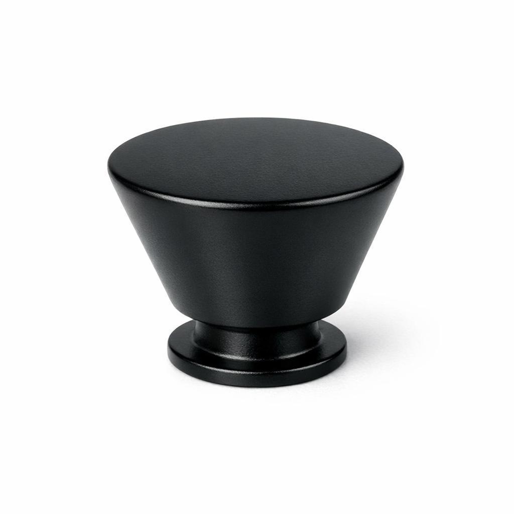 Commercial product photograph. A single residential cabinet knob. Smooth surface texture. Round Knob shape....