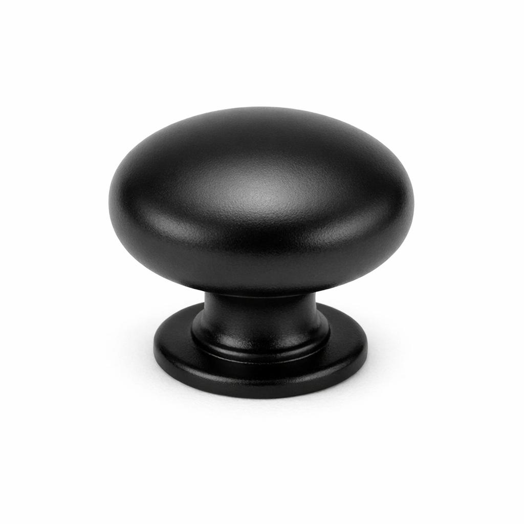 Commercial product photograph. A single residential cabinet knob. Smooth surface texture. Round Knob shape....