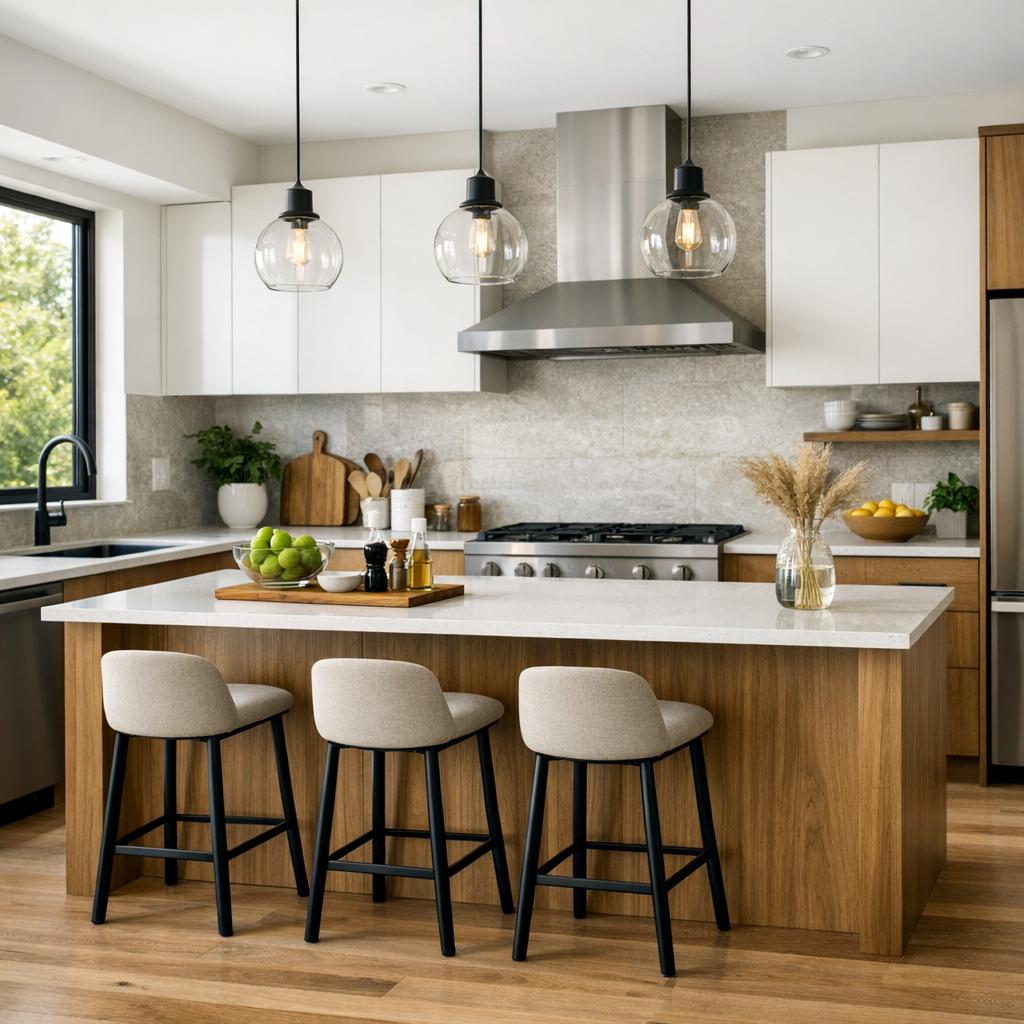 Photorealistic kitchen interior, modern style, natural lighting, 16:9