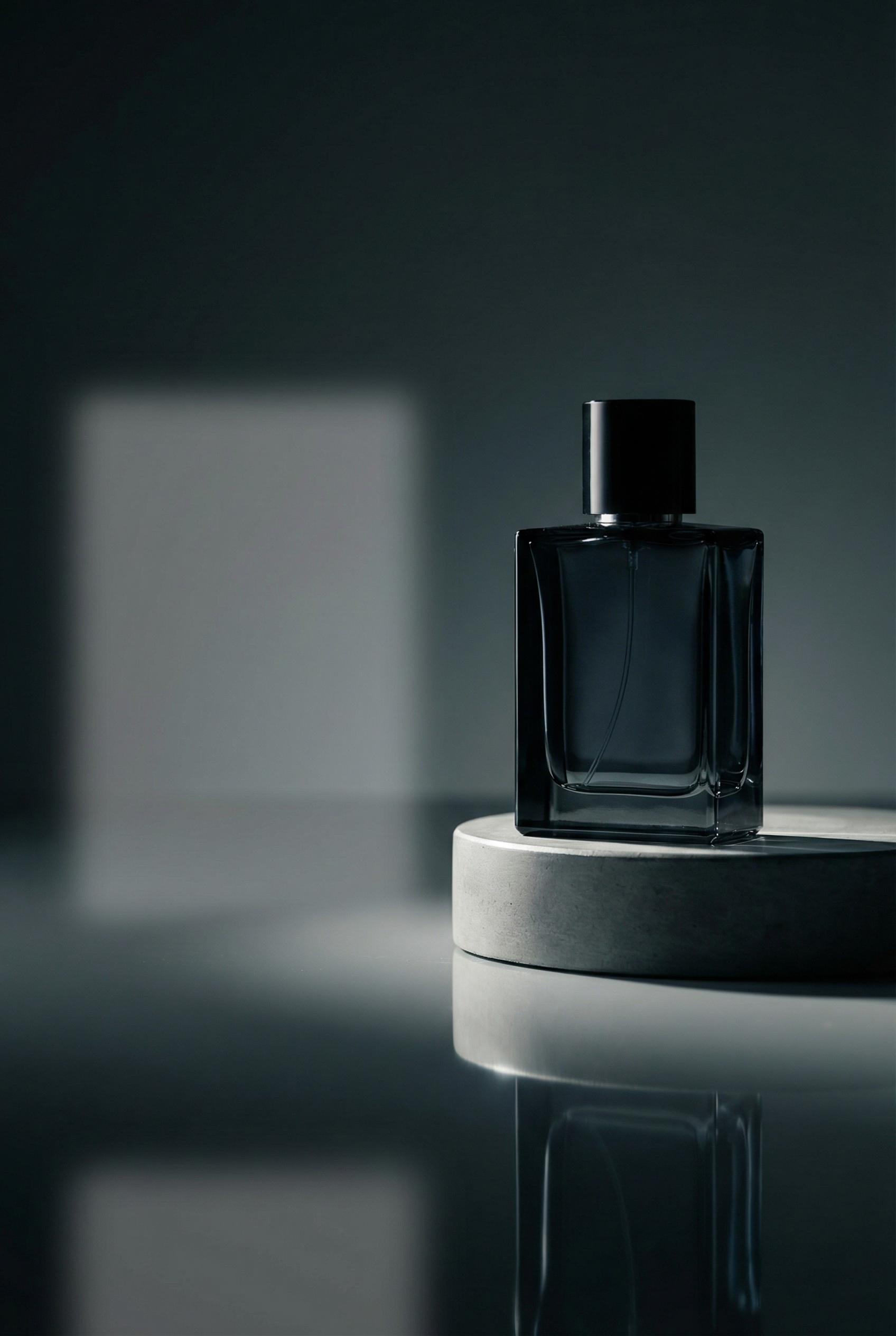 Cinematic ecommerce promo scene, product on pedestal, dramatic softbox lighting, premium reflections