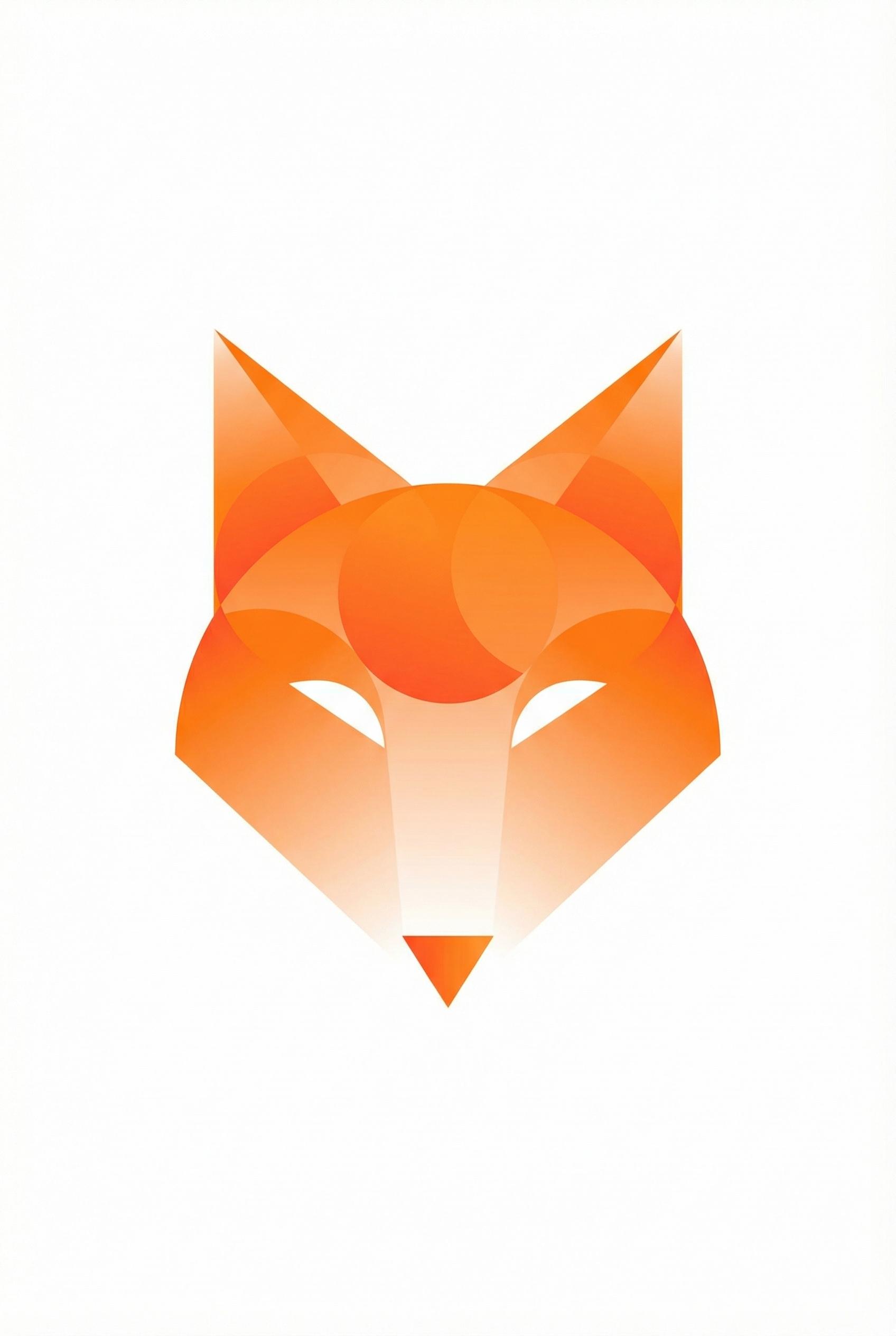 Minimalist Style AI image: A minimalist vector logo design of a fox head, geometric shapes, golden ratio composition, flat desi
